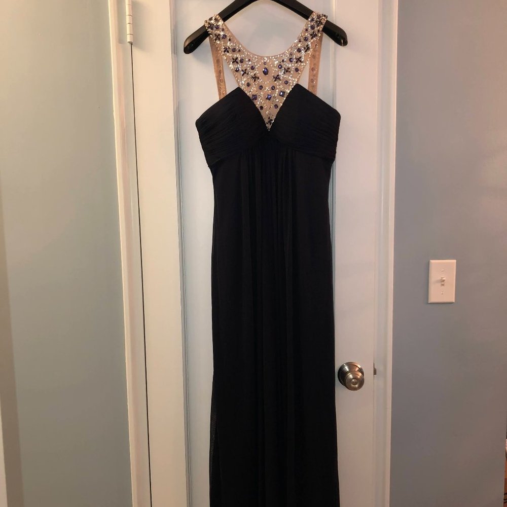 Navy Embellished Aqua Brand Gown